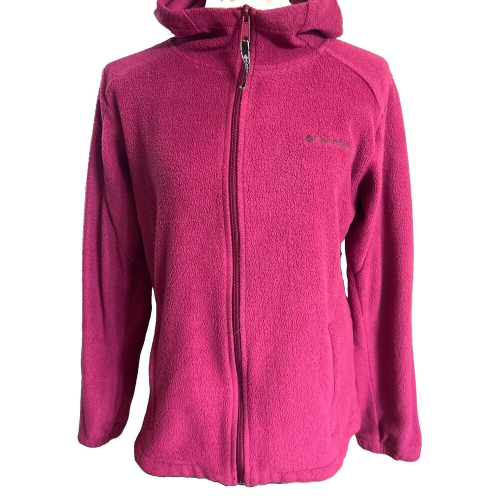 Columbia Women's L  Benton Springs Burgundy Fleece Hoodie Full Zip Jacket